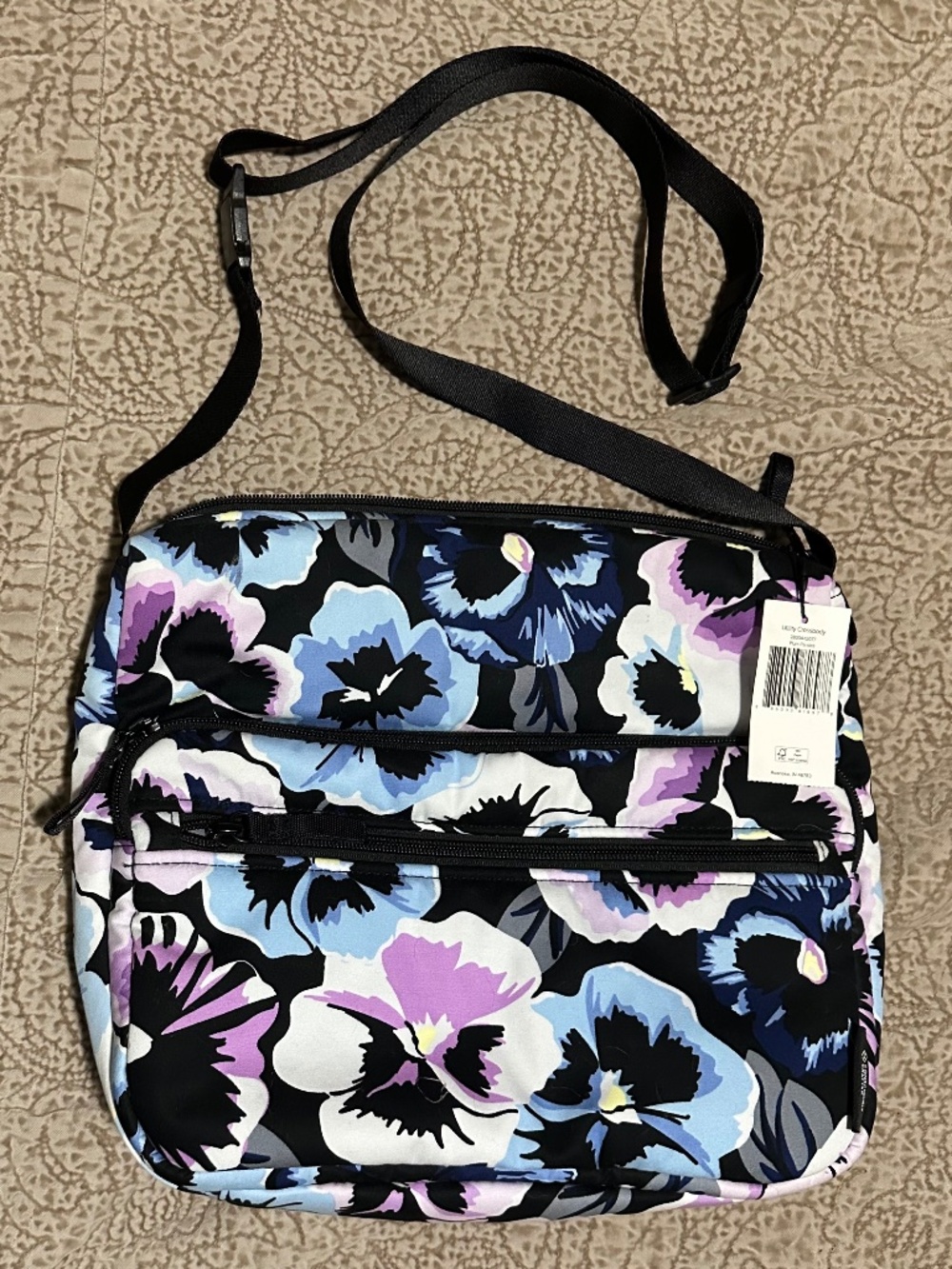 Vera Bradley Utility Crossboday Bag - Plum Pansies